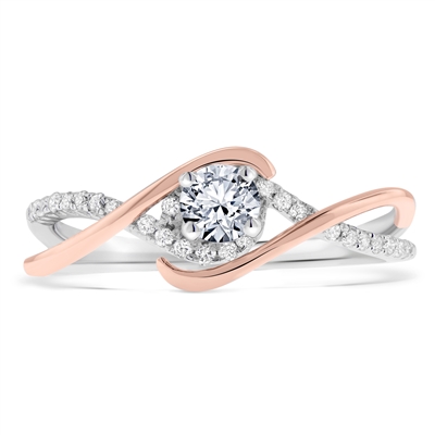 Infinity-Twist Round Diamond Petite Engagement Ring in 14k White-Rose ...